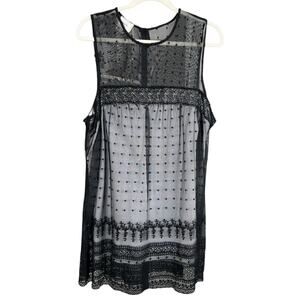 eci New York Black Sheer Beaded Embellished Women’s Blouse Top Size 16